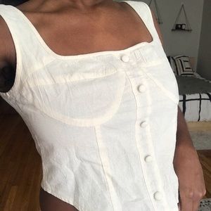 nasty gal linen crop bustier style top